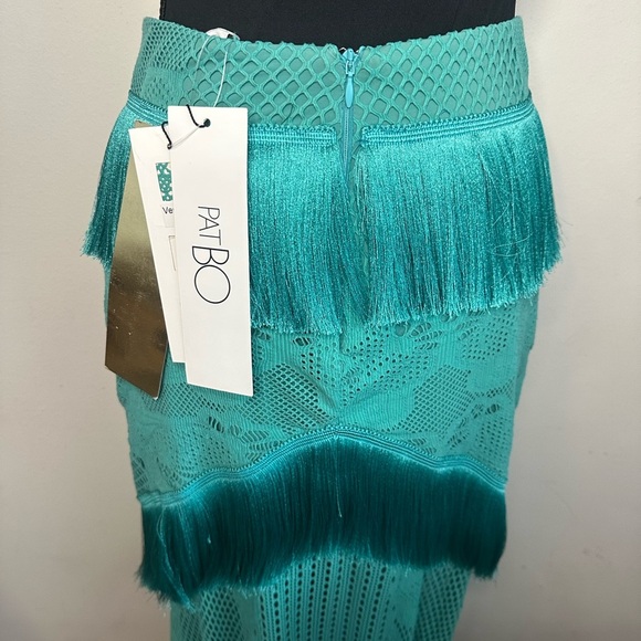 NWT PatBO fringe & lace teal green maxi skirt crochet | size 4 - Picture 4 of 6